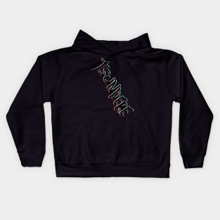 Tsundere II in black, white, red and cyan Kids Hoodie